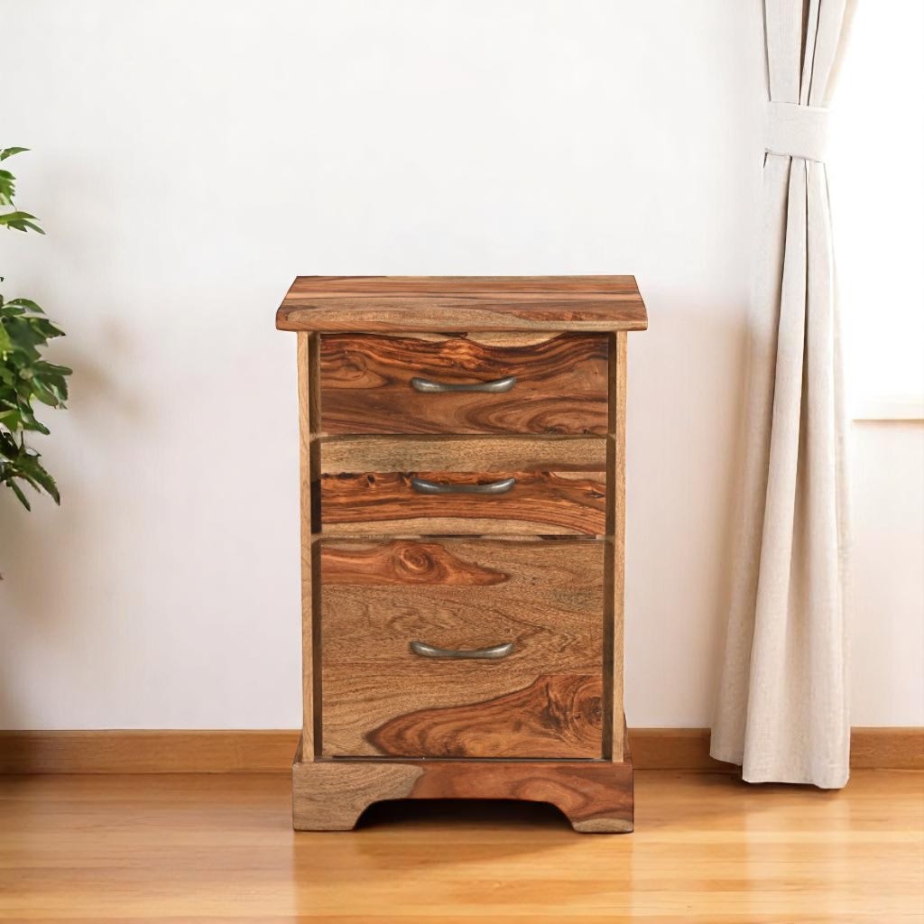 565281 30 in. Natural Solid Wood Three Drawers Filing Cabinet
