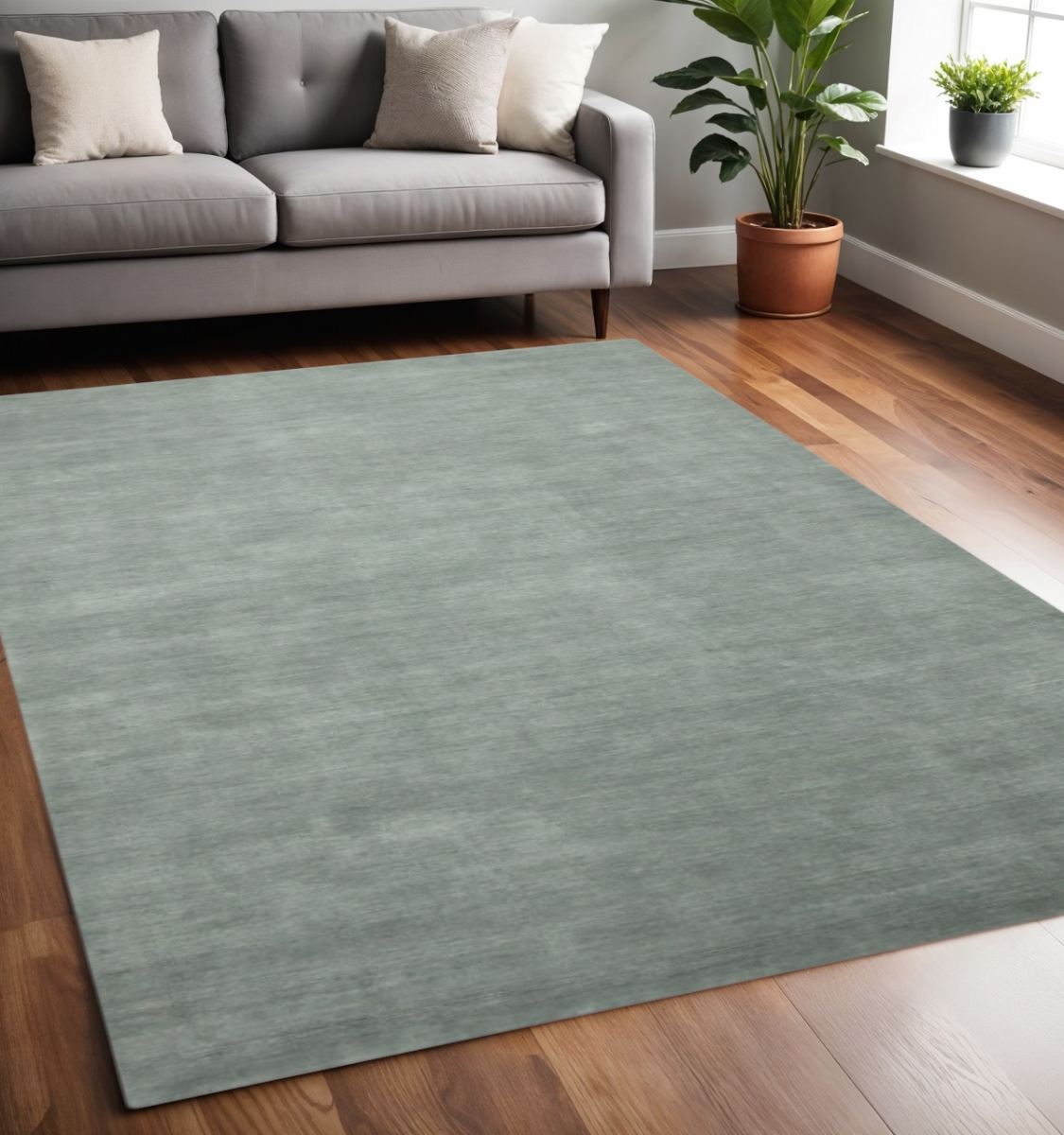 570644 5 x 8 ft. Wool Hand Woven Rectangle Area Rug, Gray