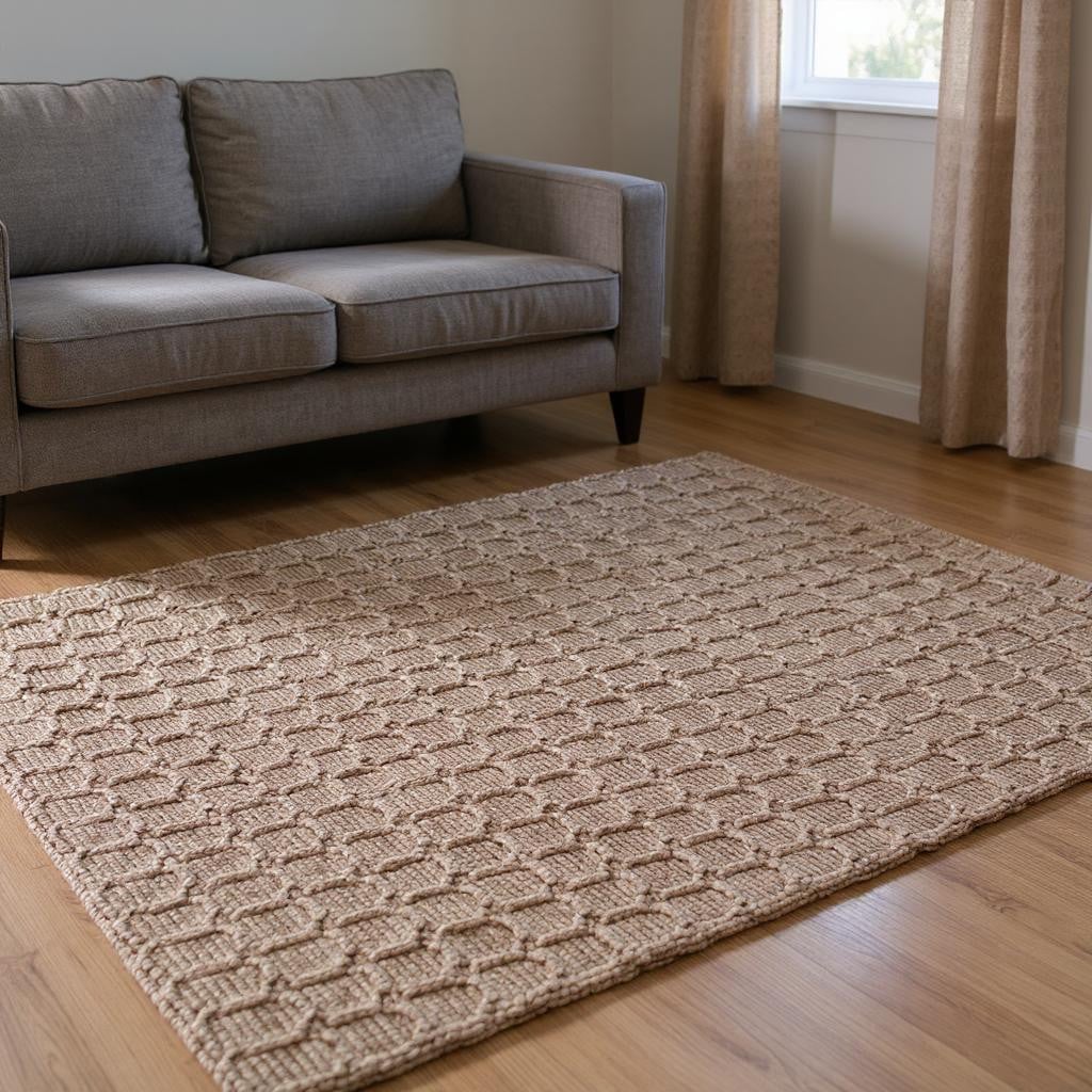 642839 6 x 9 ft. Natural Jute Geometric Hand Woven Rectangle Area Rug