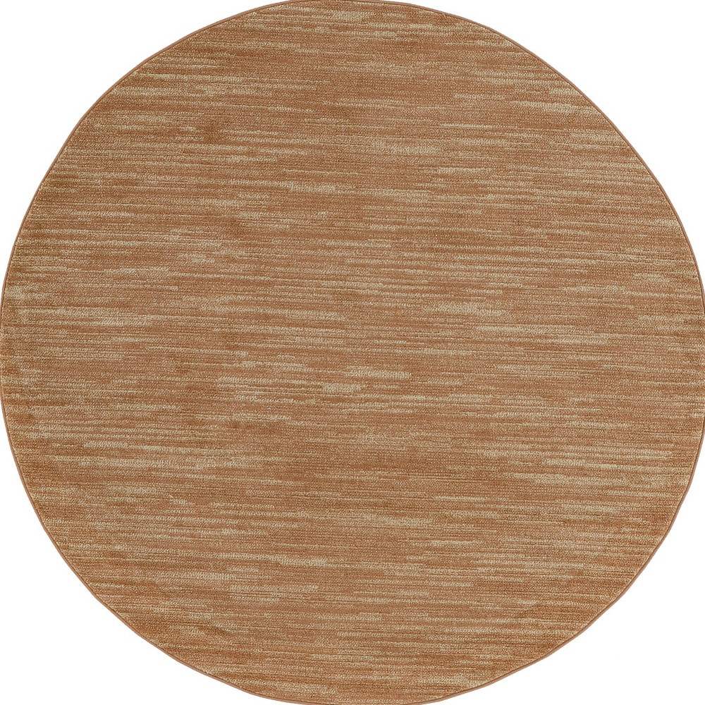 573834 4 ft. Rust & Beige Round Abstract Indoor & Outdoor Area Rug