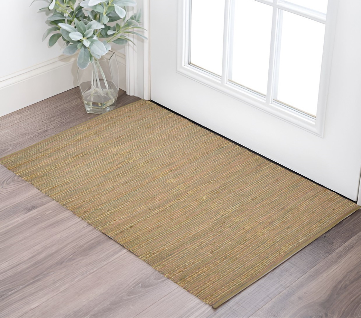 570456 3 x 5 ft. Pink & Brown Jute Striped Flatweave Handmade Rectangle Area Rug