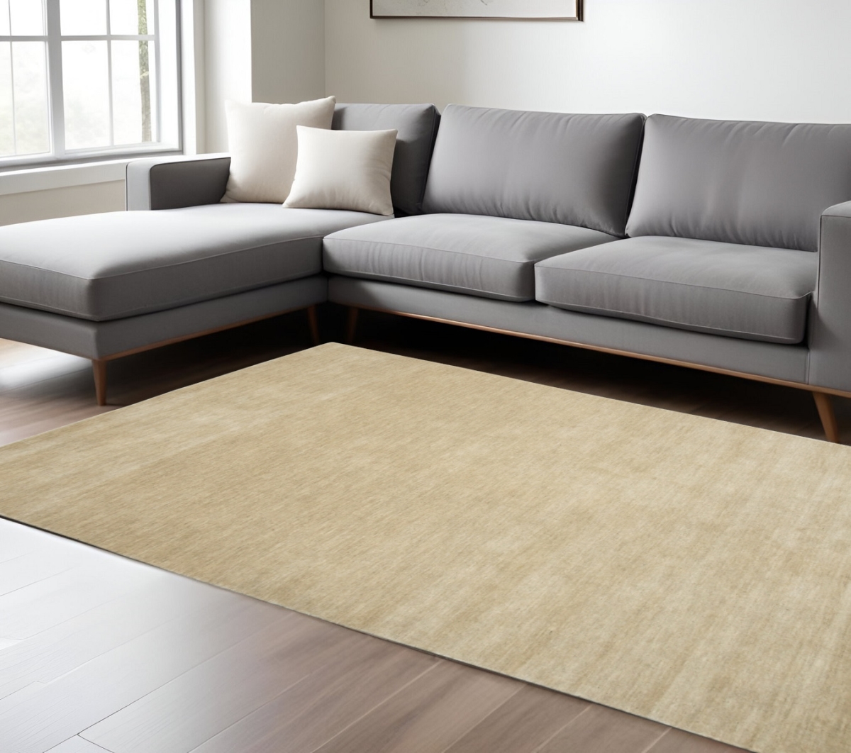 570640 9 x 12 ft. Wool Hand Woven Rectangle Area Rug, Ivory