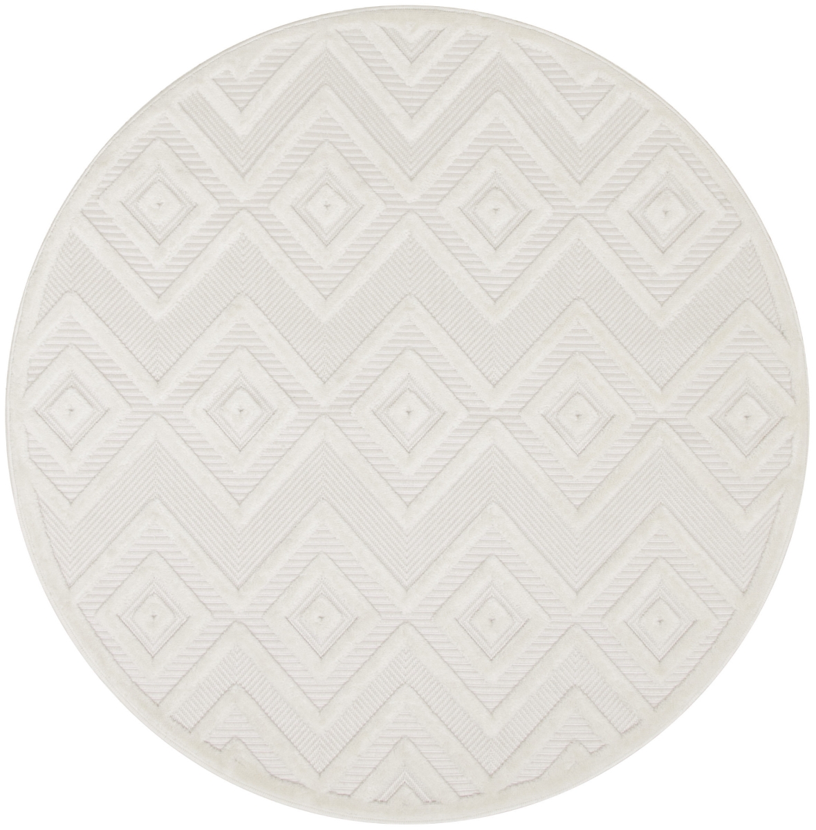 556269 4 ft. Ivory & White Geometric Indoor & Outdoor Rectangle Area Rug