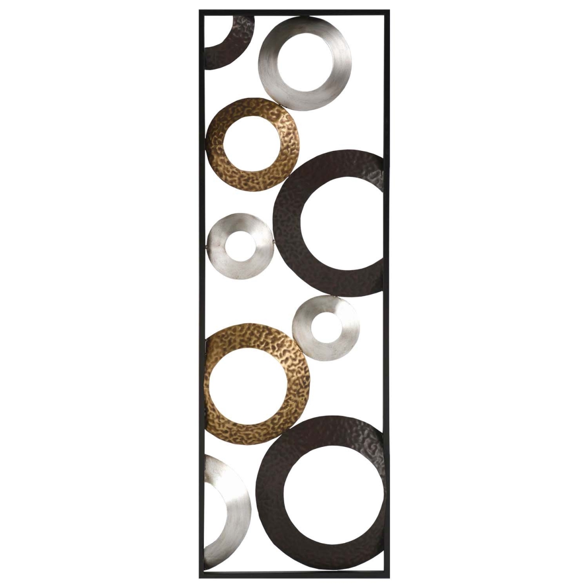 HomeRoots Multi-Metallic 100% Metal 12" X 0.75" X 36" Metallic Geometric Panel Wall Decor