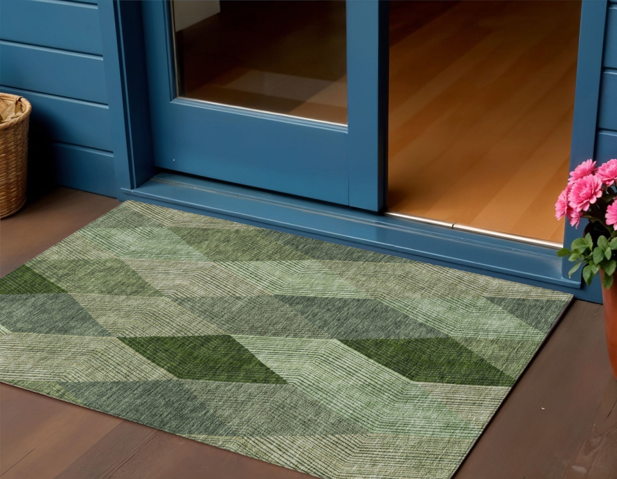 613687 3 x 5 ft. Green Mint Green & Sage Argyle Washable Indoor & Outdoor Rectangle Area Rug