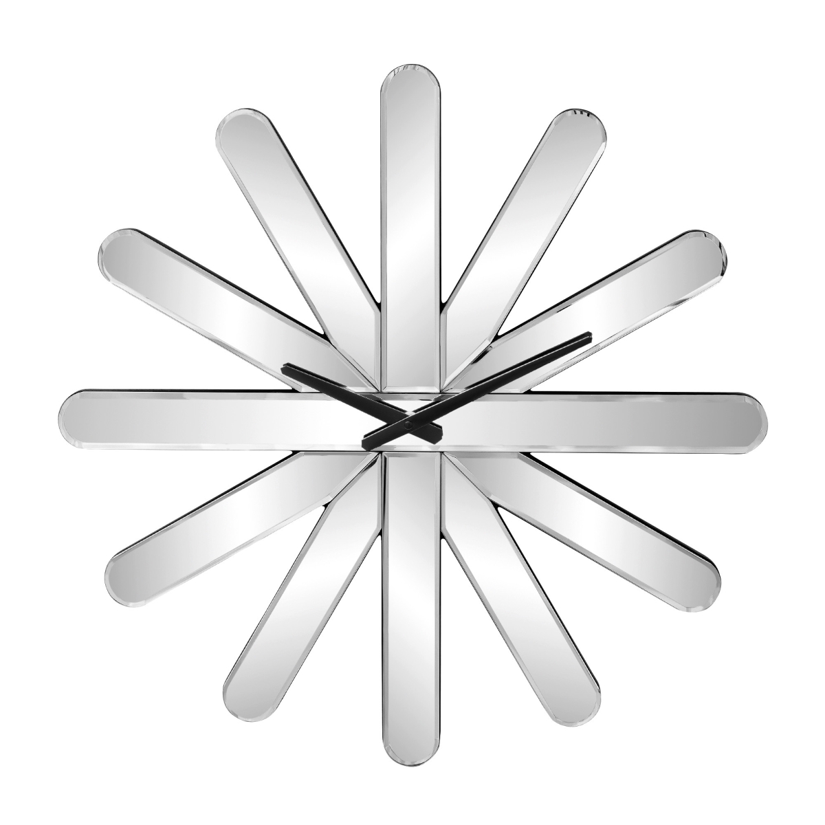 635633 26 in. Silver Mirrored Glass Silent Analog Starburst Wall Clock