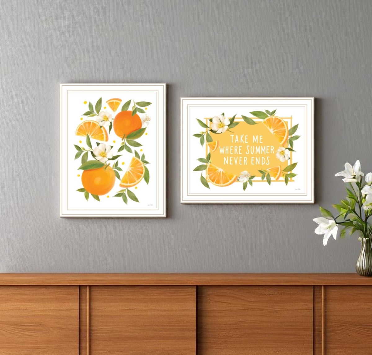 568549 Take Me Where Summer Never Ends White Framed Wall Art - Set of 2