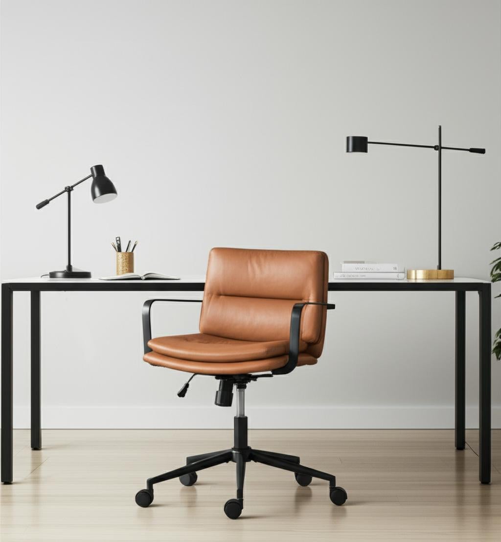571399 Brown & Black Adjustable Height Swivel Rolling Office Chair