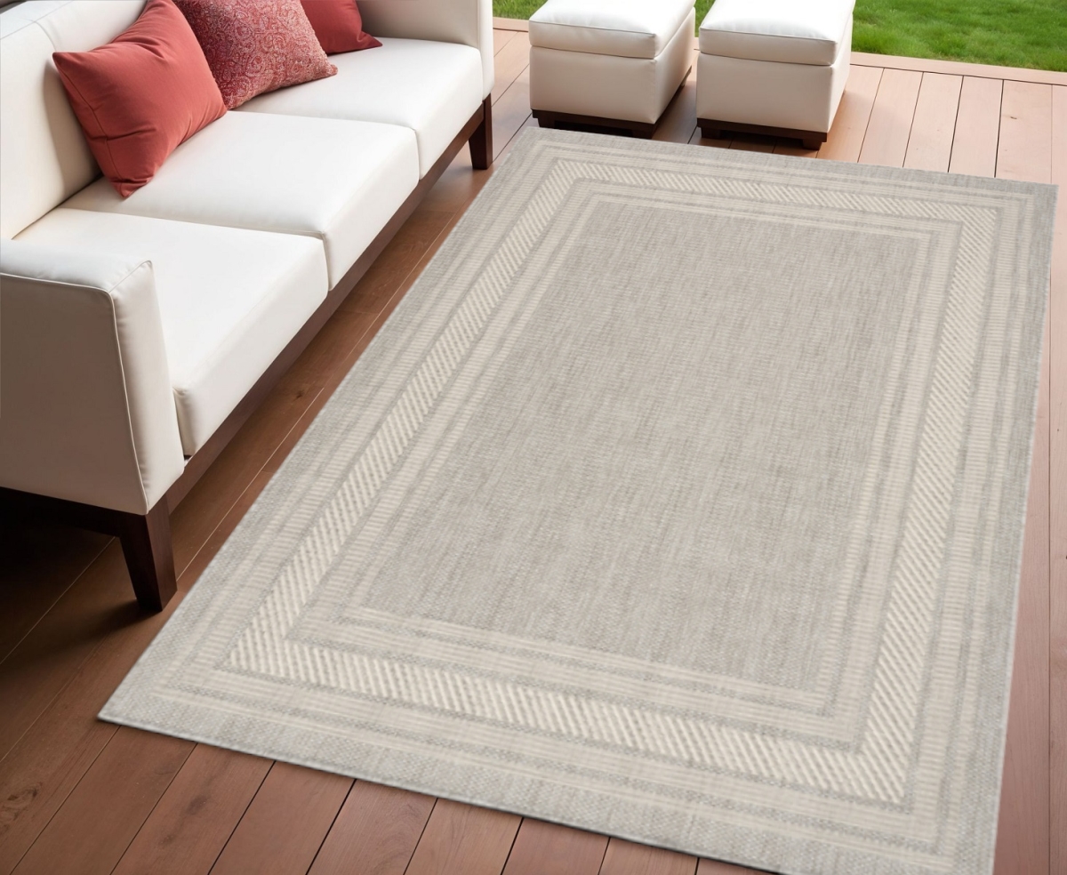 572619 4 x 6 ft. Gray Geometric Indoor & Outdoor Rectangle Area Rug