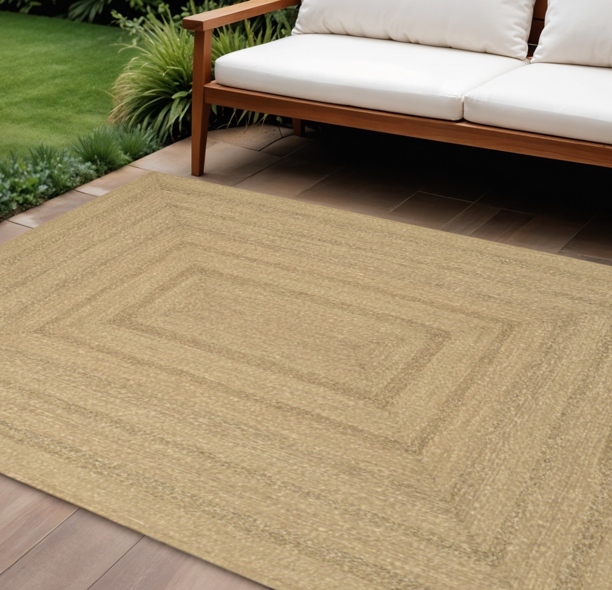 551069 6 x 9 ft. Natural & Brown Handmade Indoor & Outdoor Rectangle Area Rug