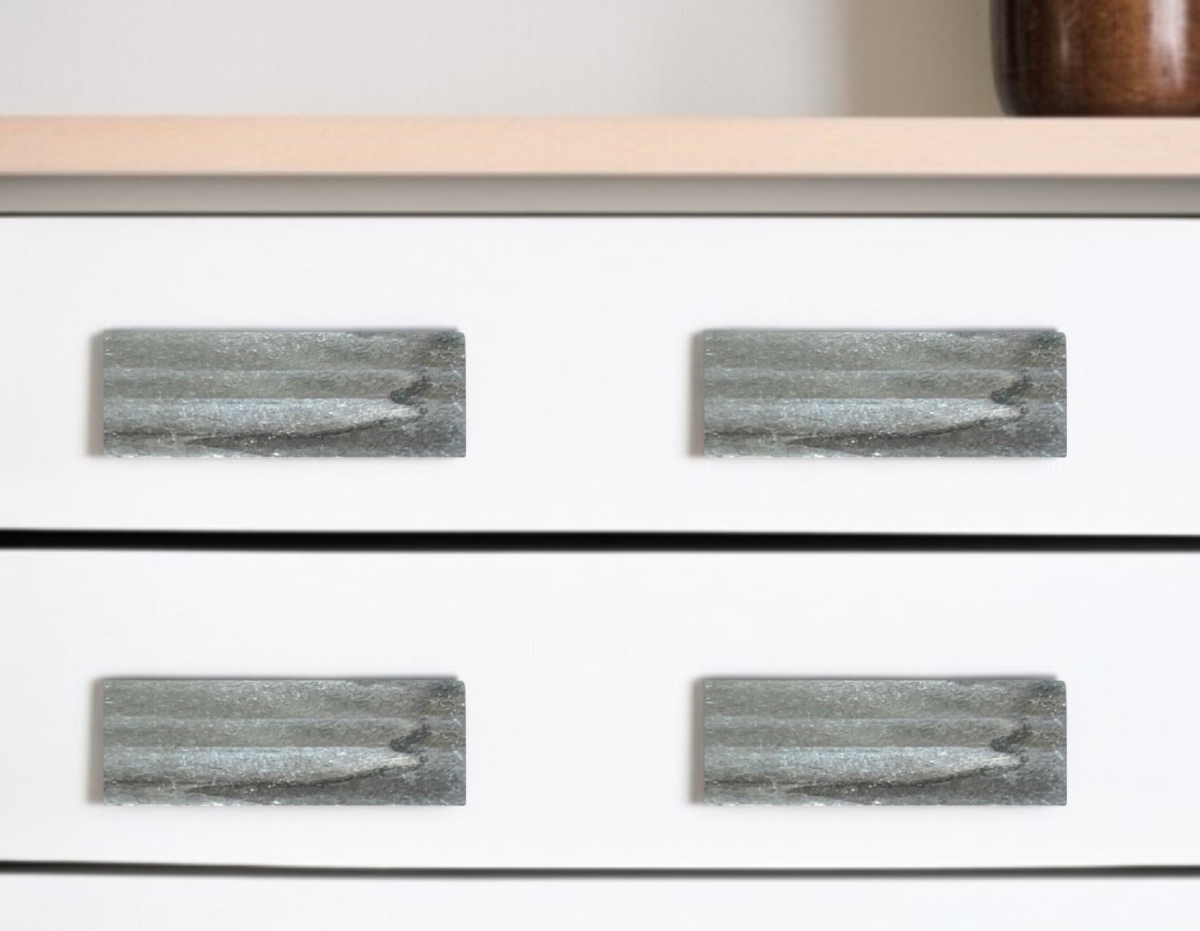 635785 Gray Stone Rectangular Drawer Pull Knobs - Set of 6