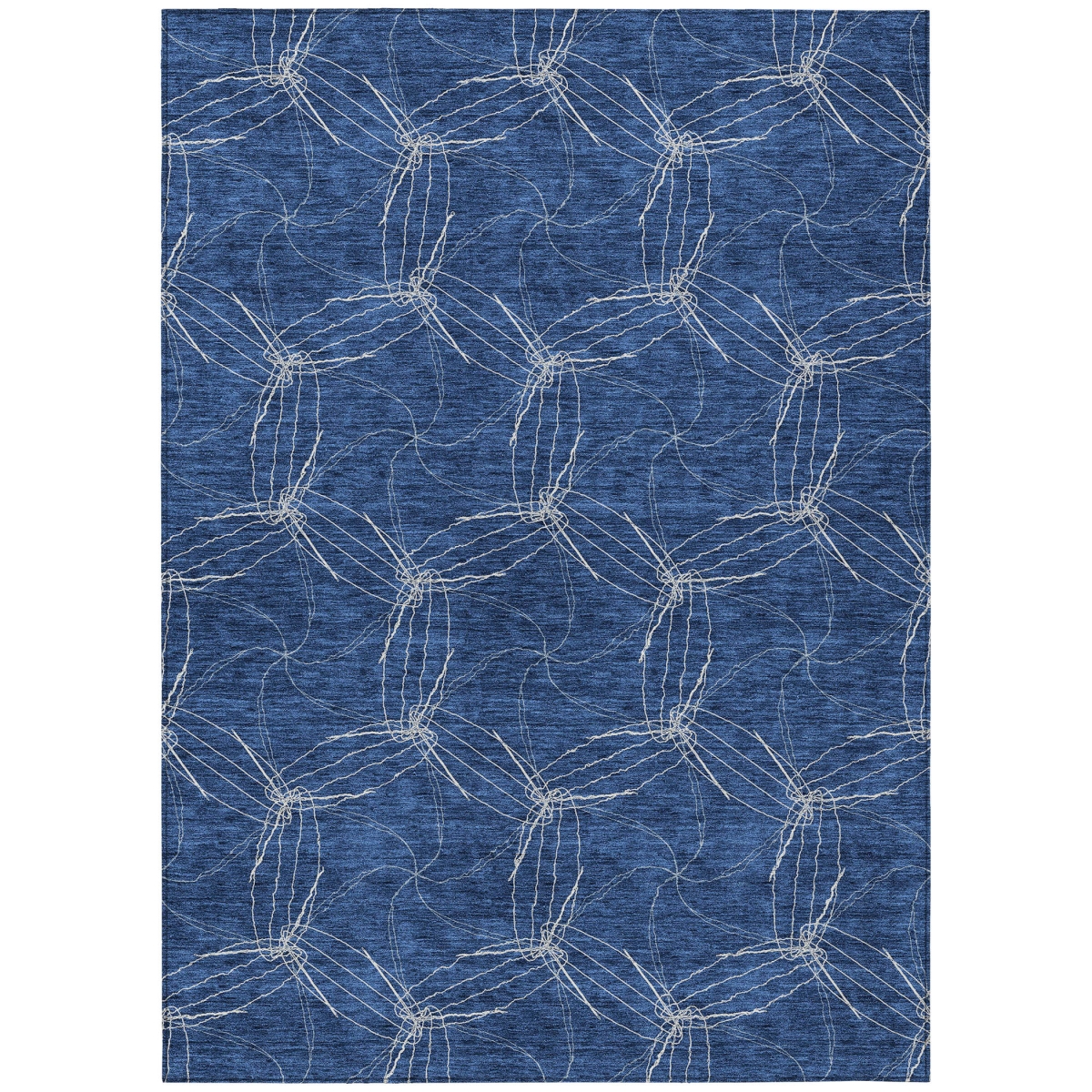 614094 10 x 14 ft. Navy Blue & Ivory Geometric Washable Indoor & Outdoor Rectangle Area Rug