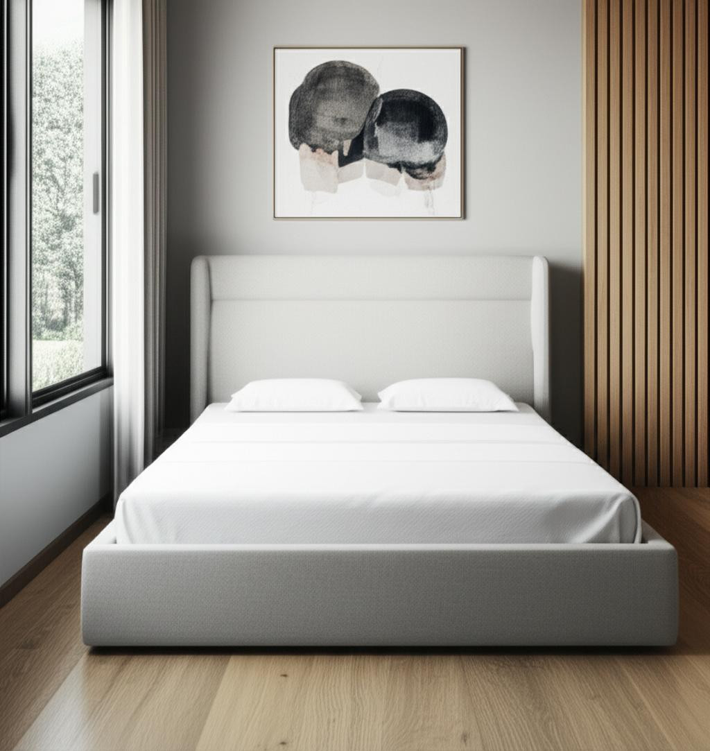 606421 Gray Fabric Upholstered Queen Bed Frame
