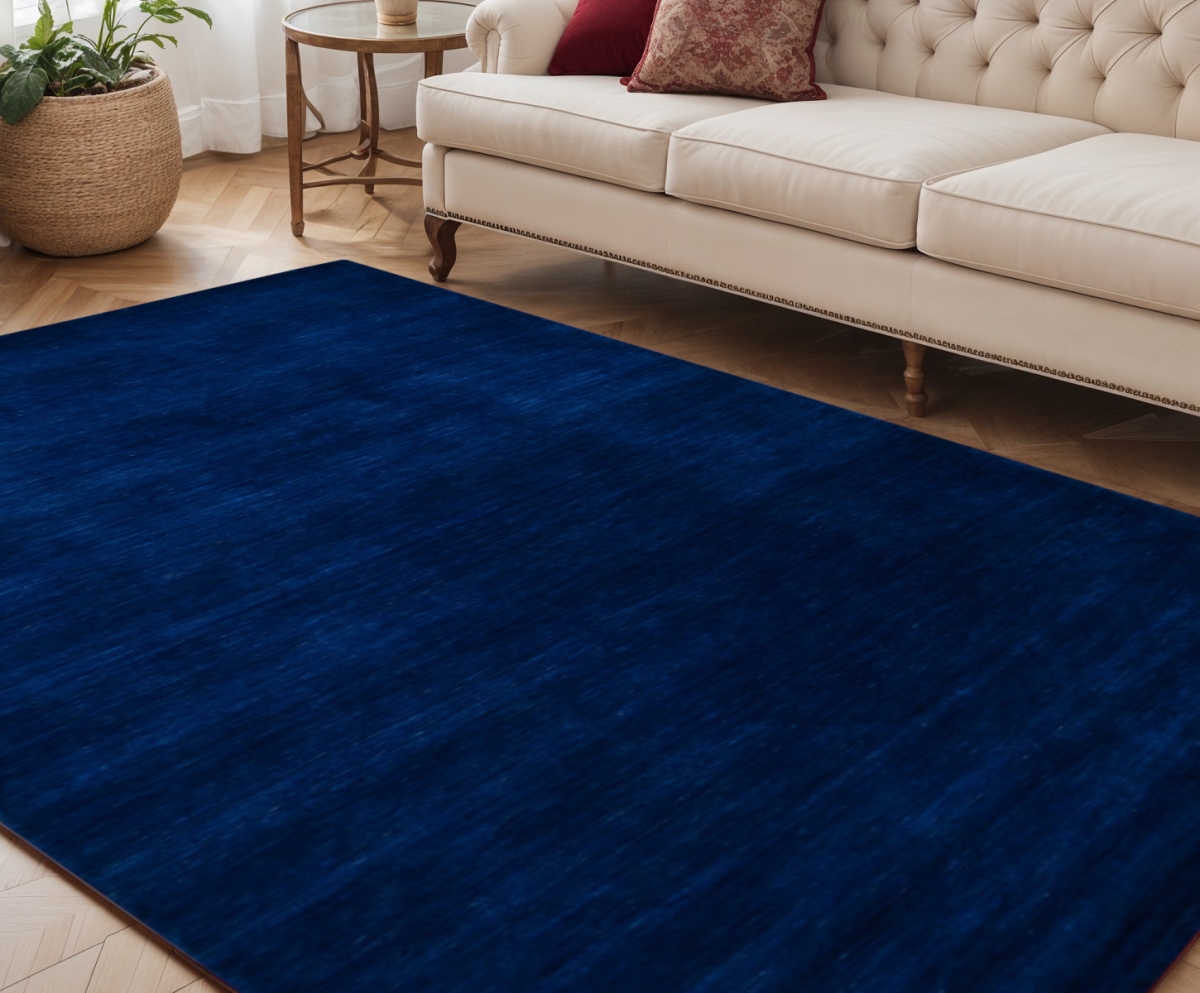 570650 5 x 8 ft. Navy Blue Wool Hand Woven Rectangle Area Rug