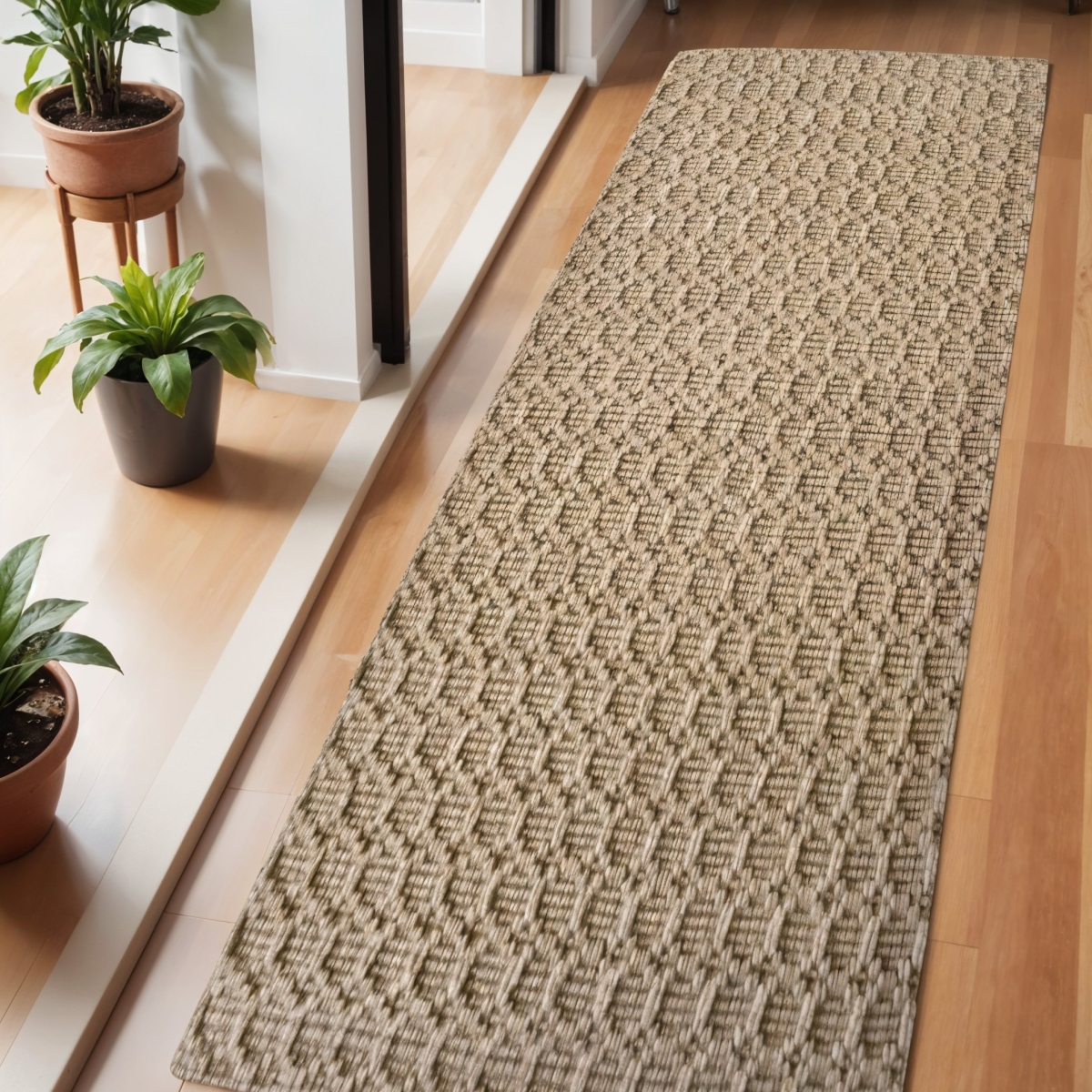 642838 6 ft. Natural Jute Geometric Hand Woven Rectangle Area Rug