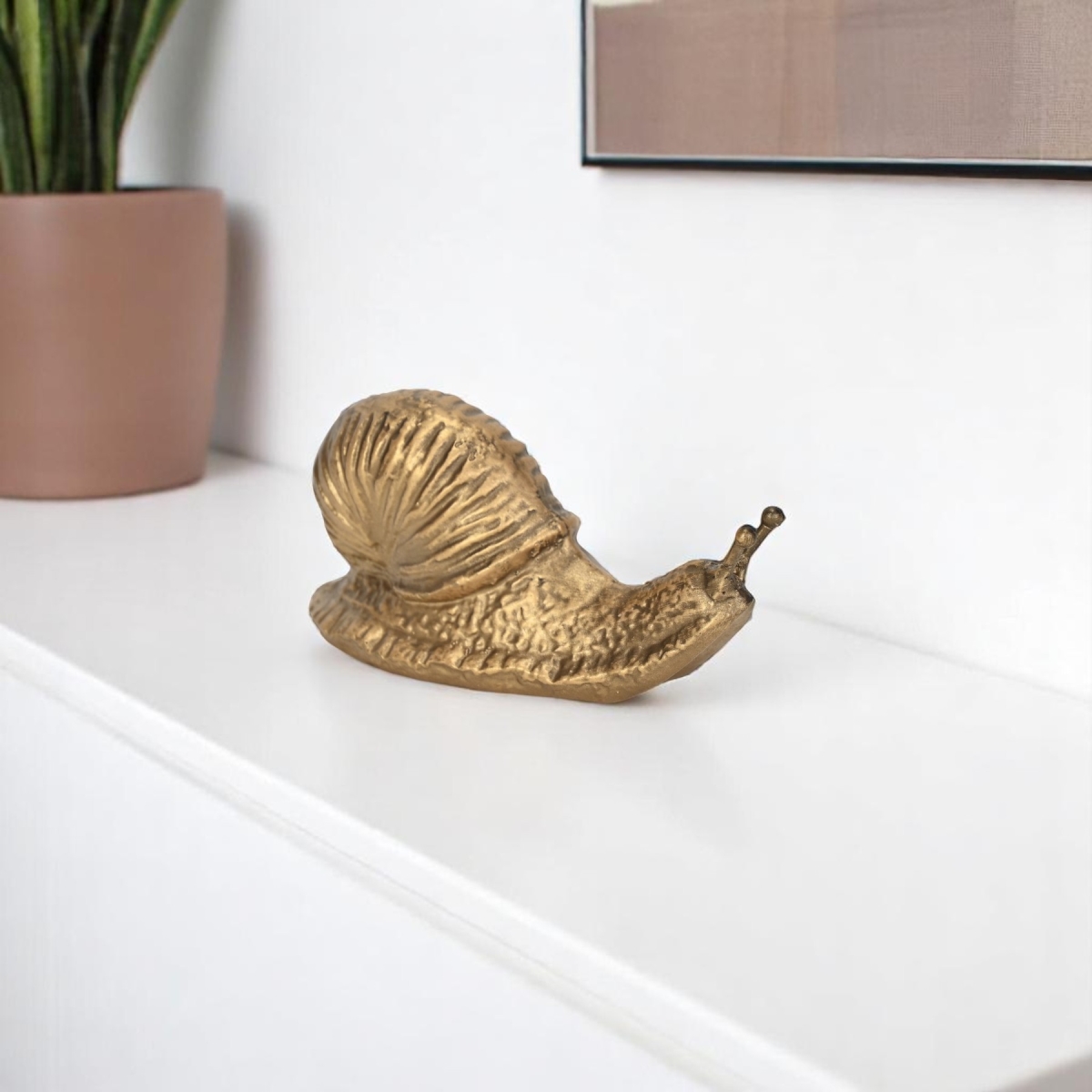 612456 3 in. Antiqued Gold Cast Iron Snail Figurine