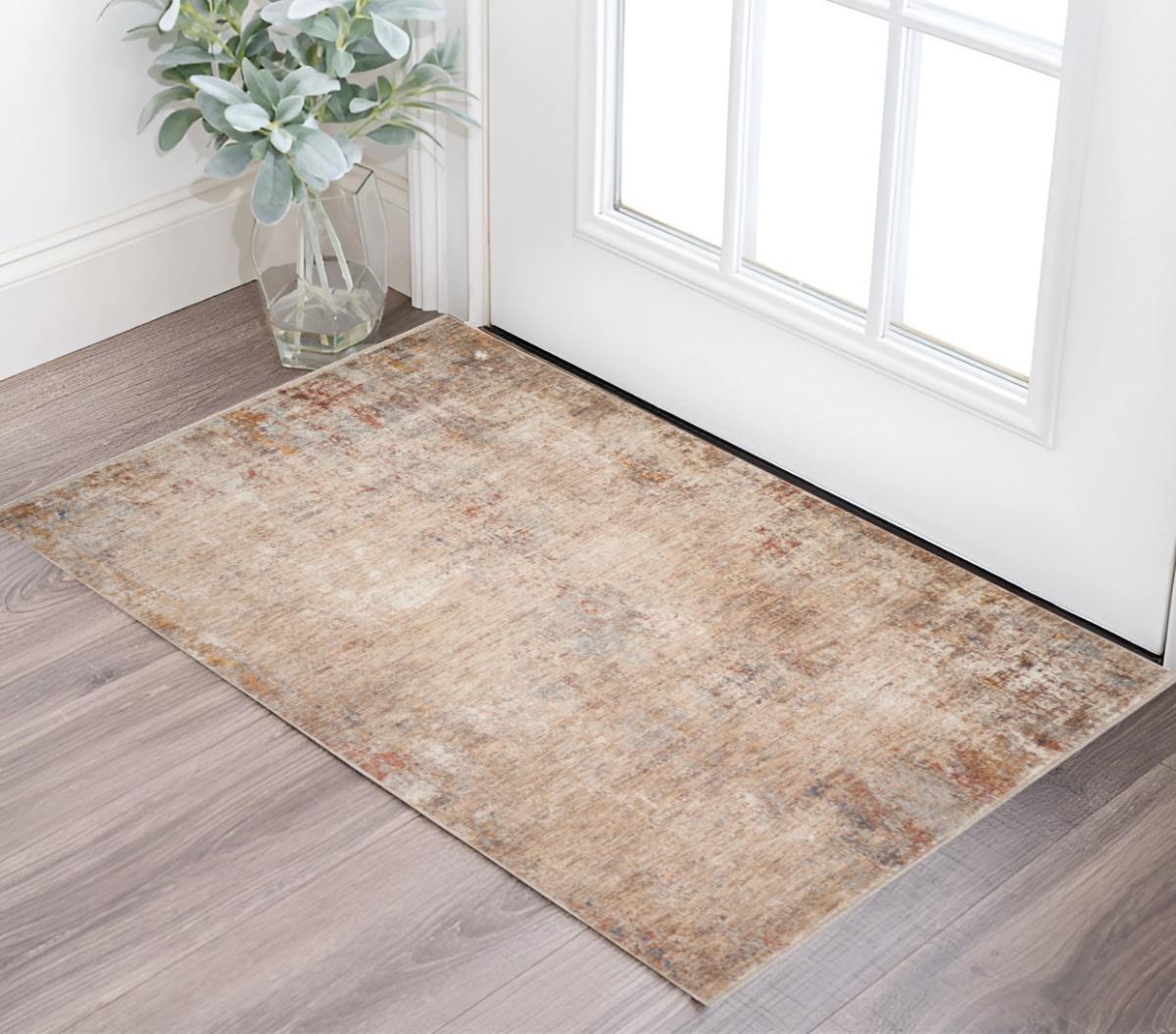 571146 2 x 3 ft. Beige & Brown Abstract Rectangle Area Rug with Fringe