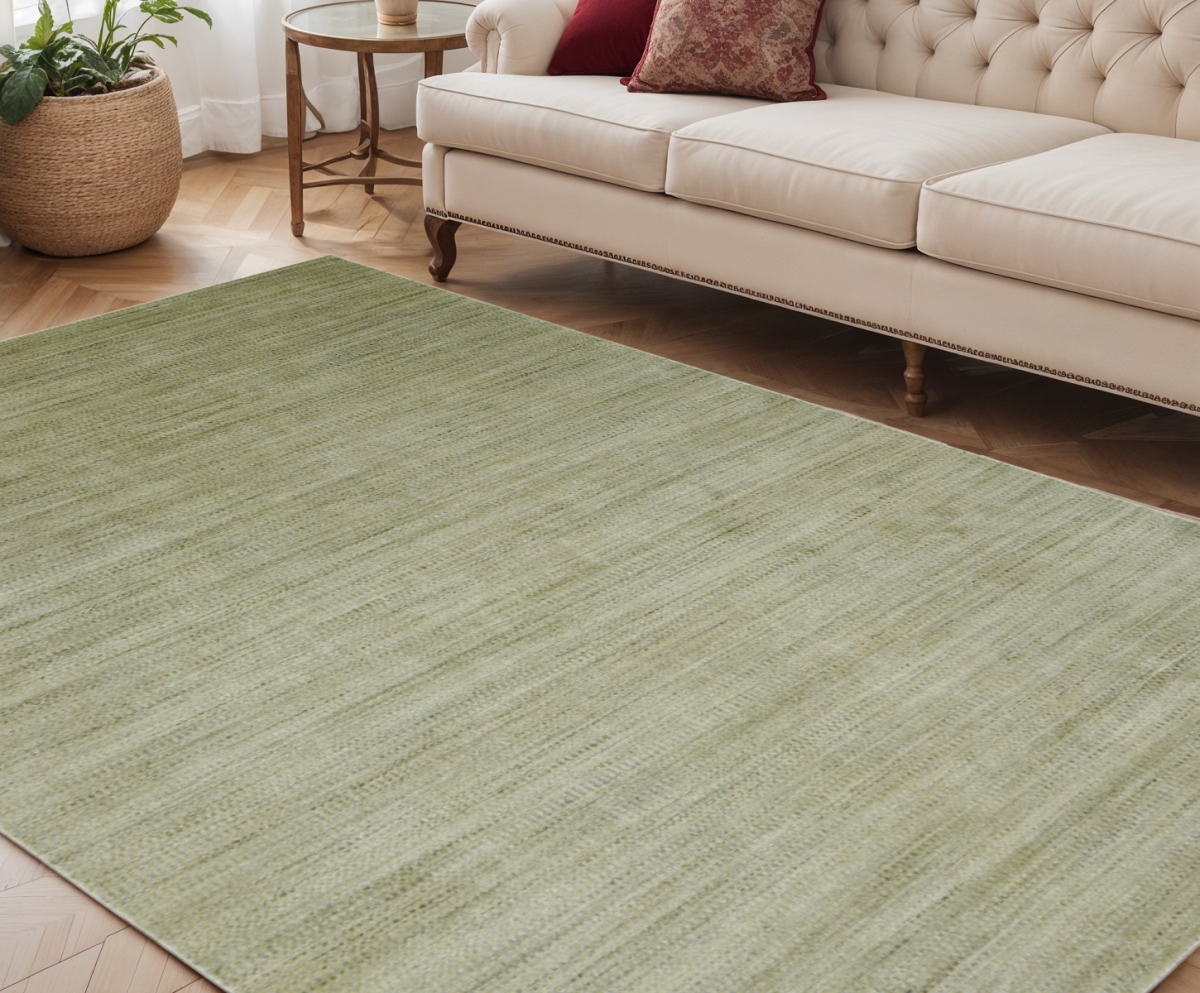 570786 5 x 8 ft. Green & Sage Wool Striped Hand Woven Rectangle Area Rug