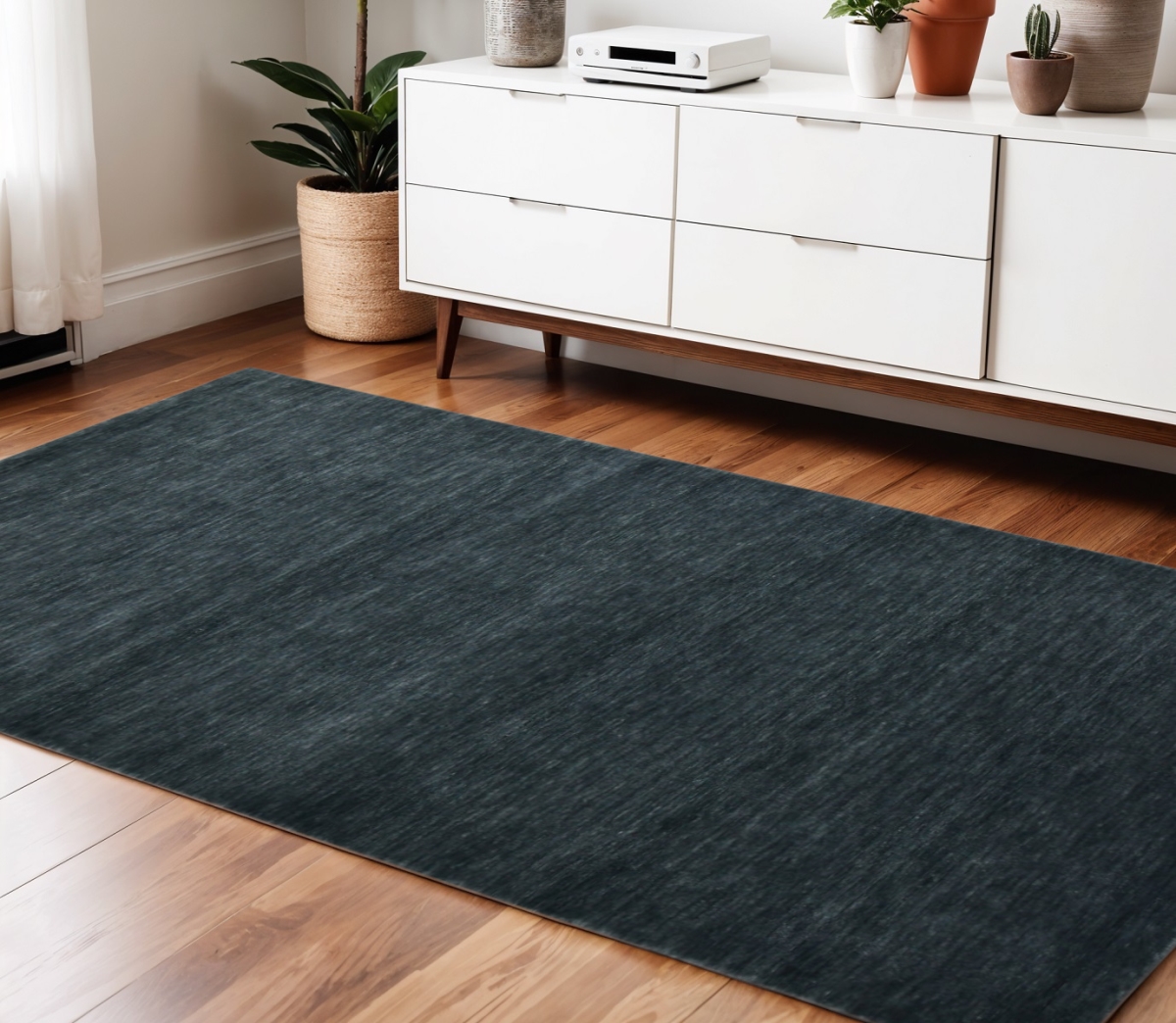 570664 4 x 6 ft. Dark Gray Wool Hand Woven Rectangle Area Rug