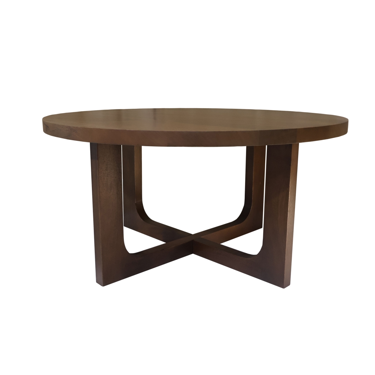 606250 36 in. Brown Solid Wood Round Cross Legs Coffee Table