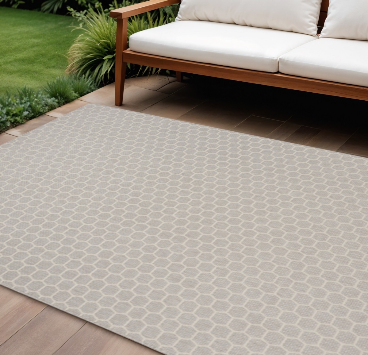 556326 9 x 12 ft. Gray & Ivory Geometric Indoor & Outdoor Rectangle Area Rug
