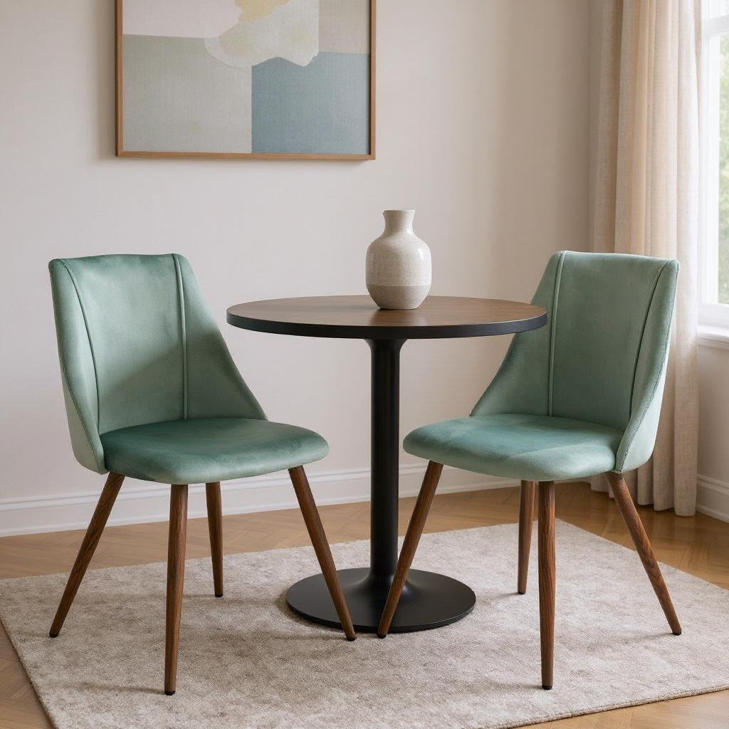 568029 Sage & Brown Upholstered Velvet Dining Side Chairs - Set of 2
