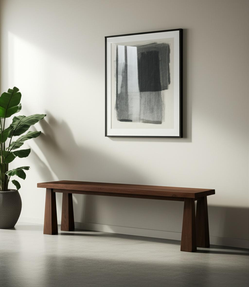 606730 60 in. Dark Brown Solid Wood Bench