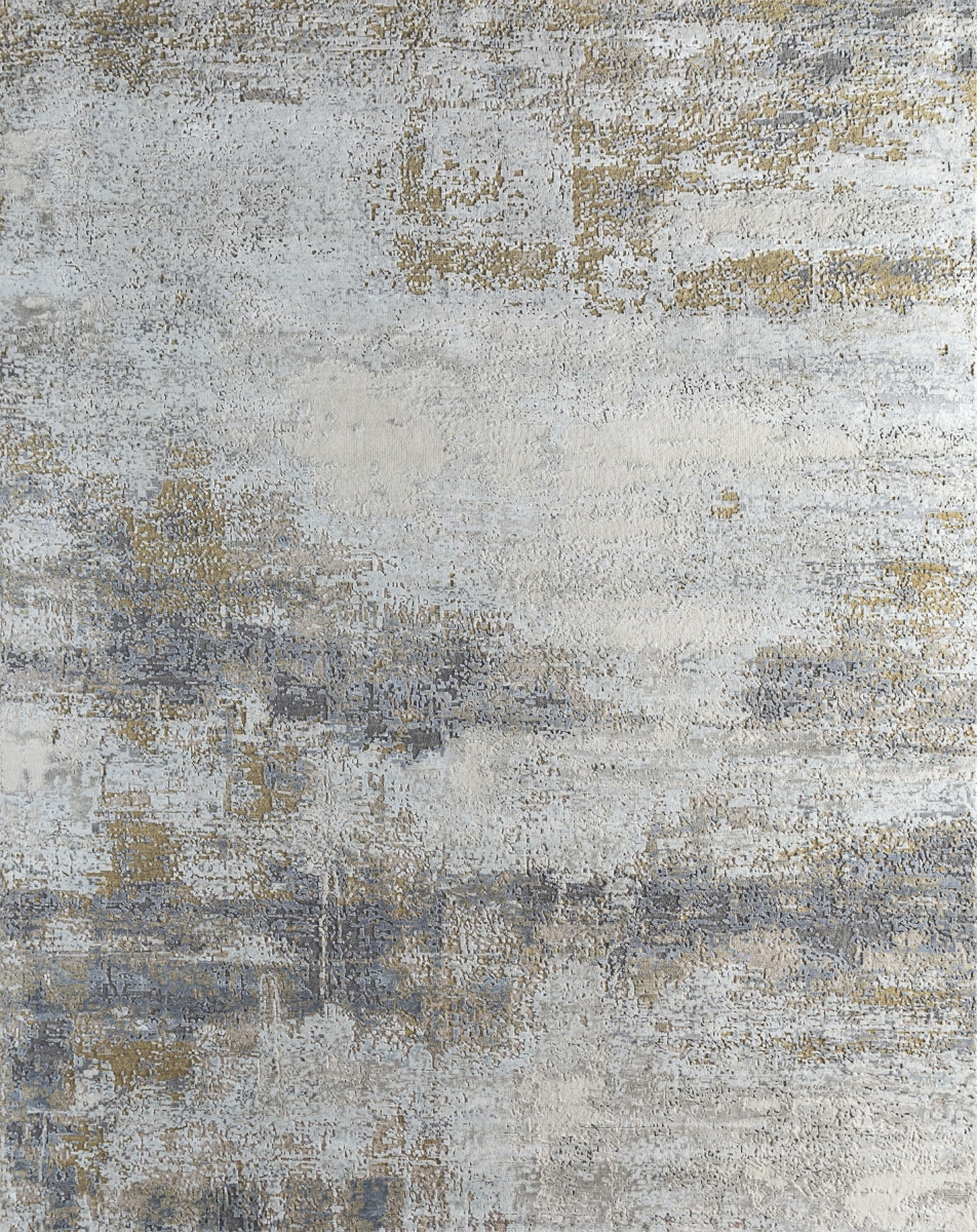 569470 8 x 10 ft. Gold Abstract Hand Knotted Rectangle Area Rug