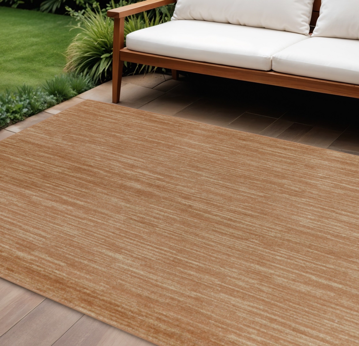 572902 6 x 9 ft. Rust Abstract Indoor & Outdoor Rectangle Area Rug