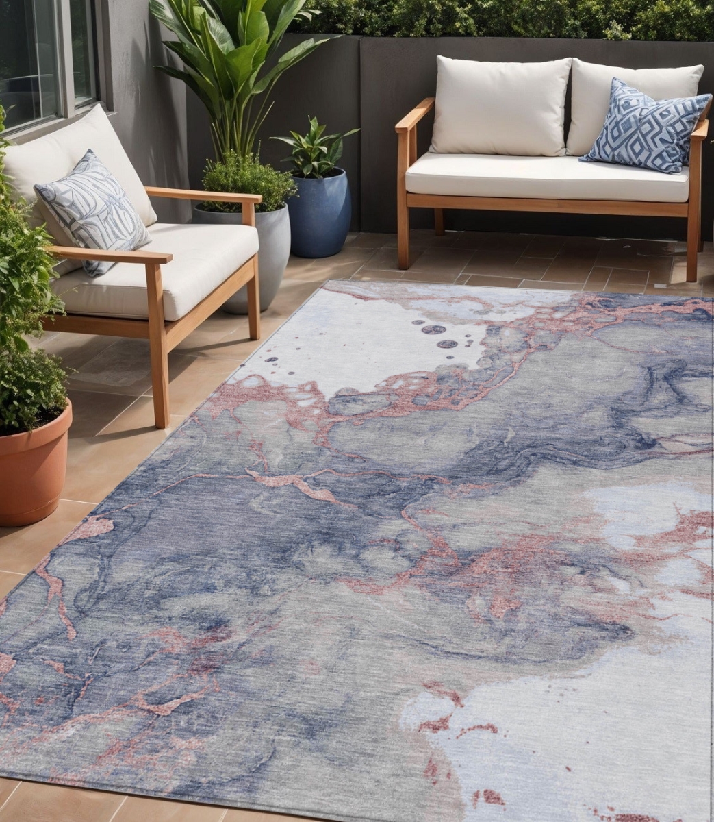 631874 5 x 8 ft. Blush & Gray Abstract Washable Indoor & Outdoor Rectangle Area Rug