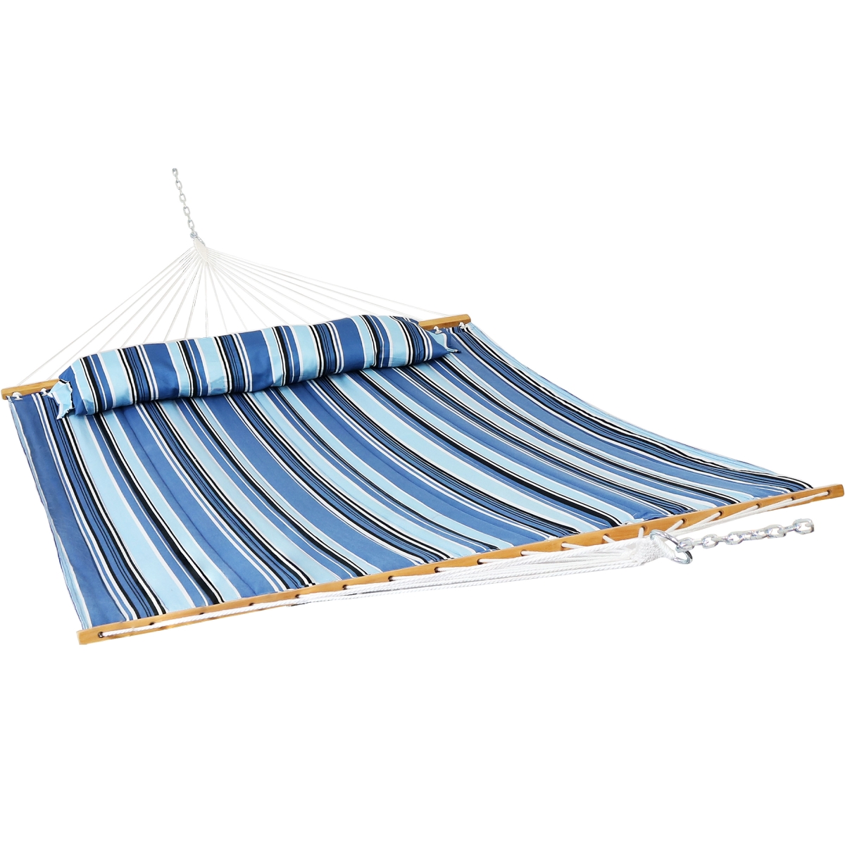 643967 Striped Double Hammock, Light Blue & Dark Blue