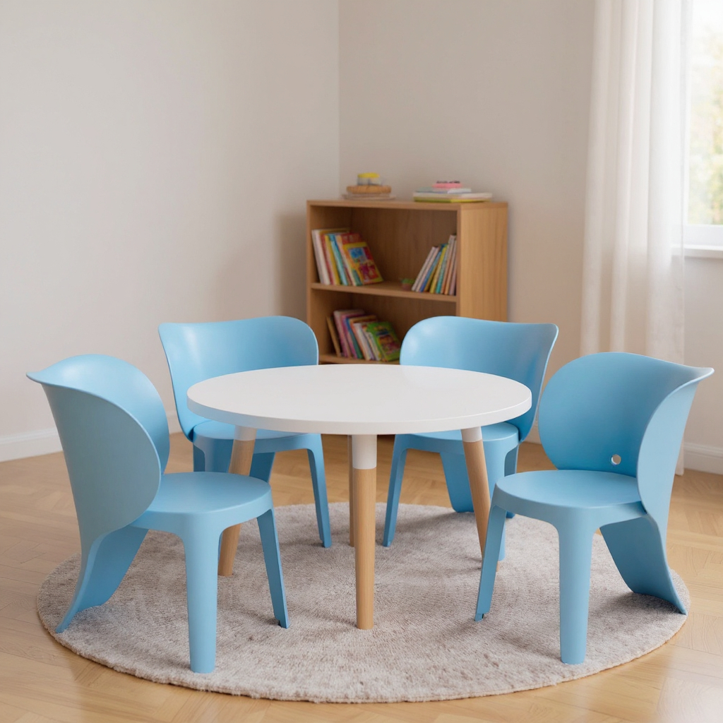 Blue Heavy Duty Plastic Juvenile Chairs - Blue - Set of 4 - Durable Design