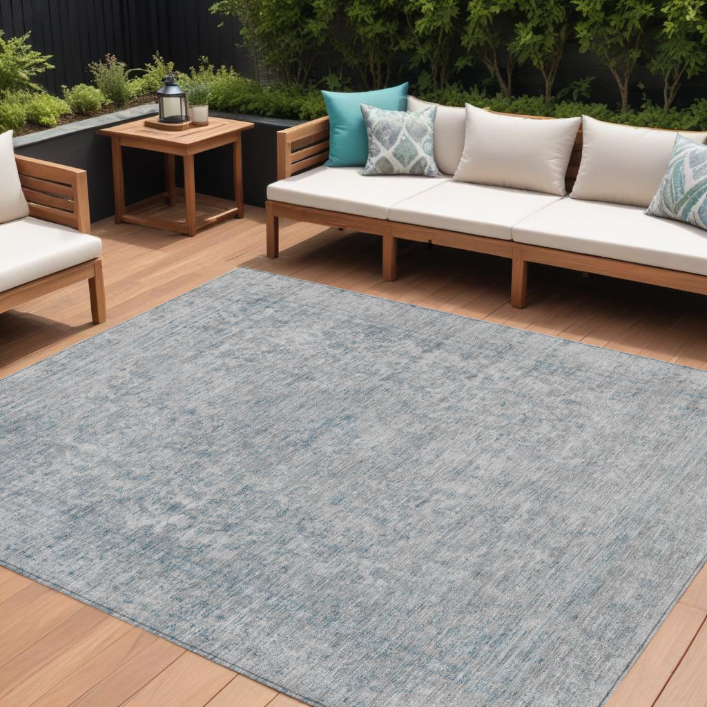 616033 10 x 14 ft. Silver & Beige Abstract Washable Indoor & Outdoor Rectangle Area Rug