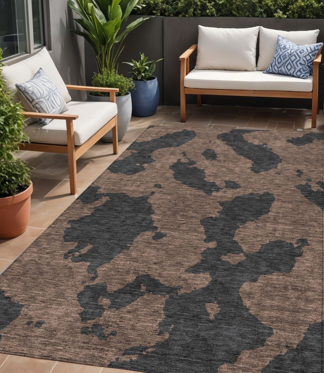 614522 5 x 8 ft. Chocolate & Charcoal Abstract Washable Indoor & Outdoor Rectangle Area Rug