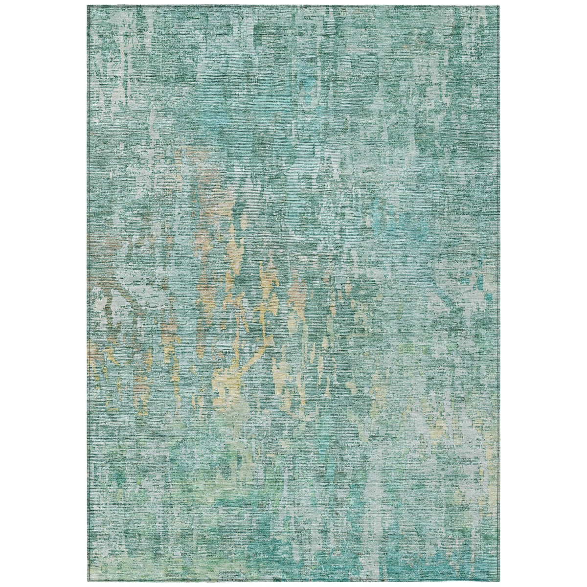 607890 3 x 5 ft. Teal Blue Abstract Washable Indoor & Outdoor Rectangle Area Rug