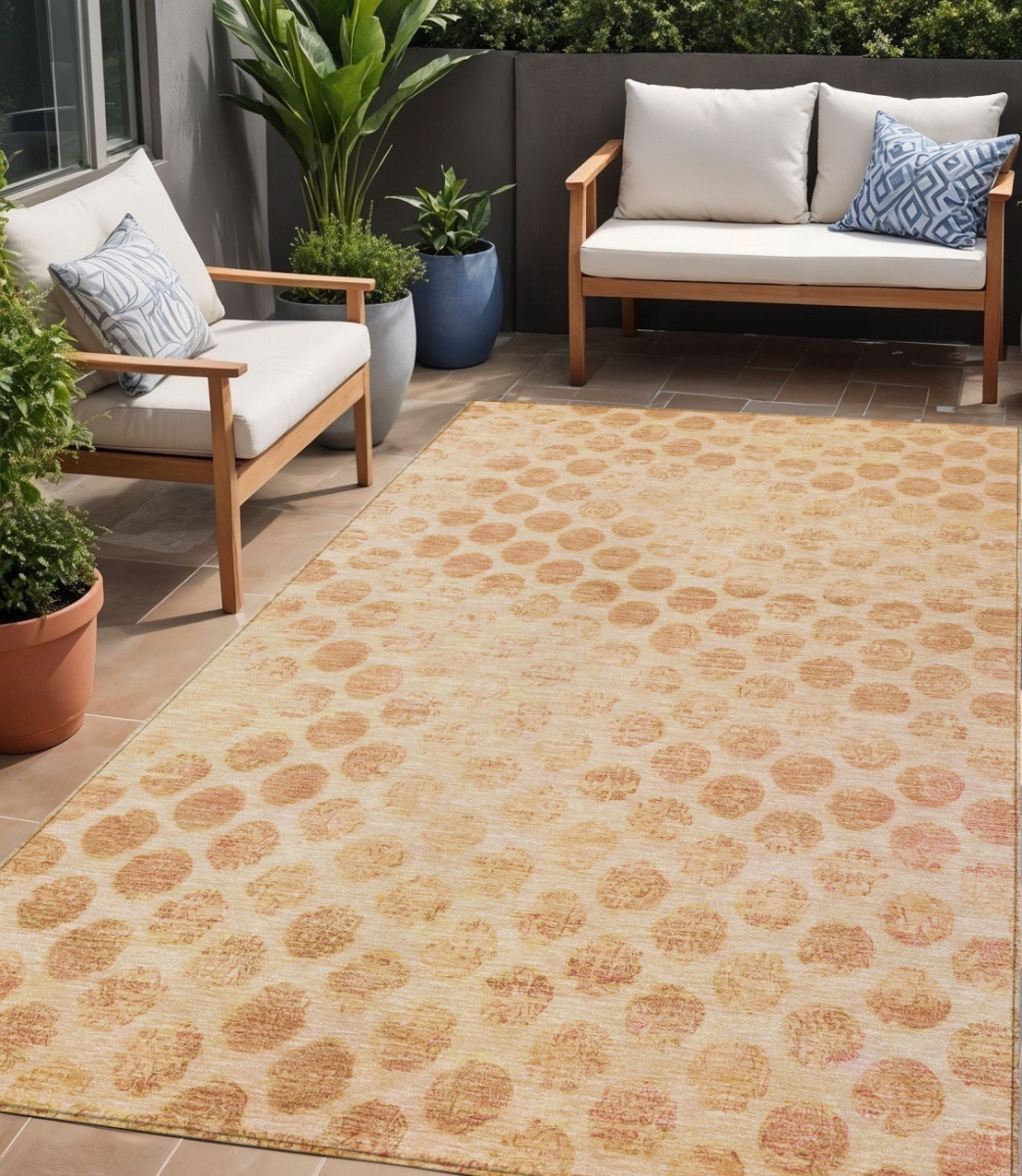 615927 5 x 8 ft. Peach & Rust Polka Dot Washable Indoor & Outdoor Rectangle Area Rug