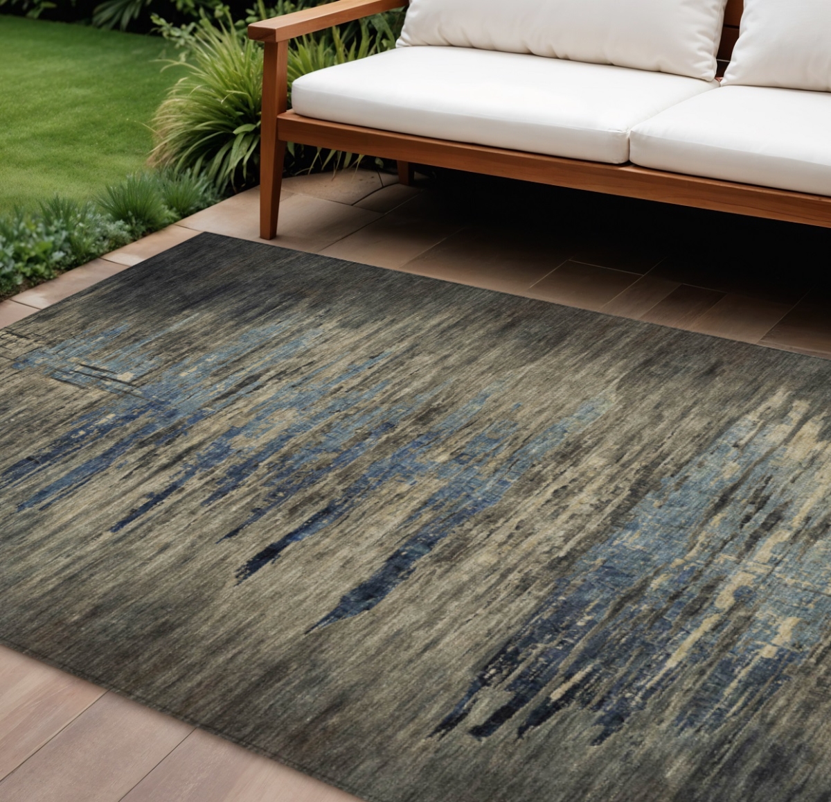 608854 9 x 12 ft. Coffee Abstract Washable Indoor & Outdoor Rectangle Area Rug