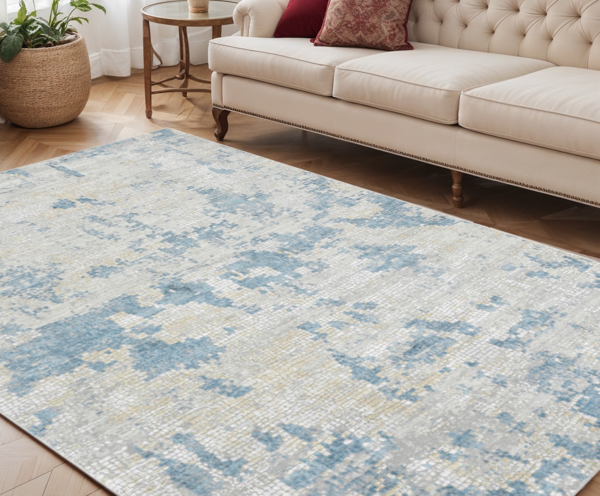 570877 5 x 8 ft. Ivory & Sky Blue Abstract Rectangle Area Rug