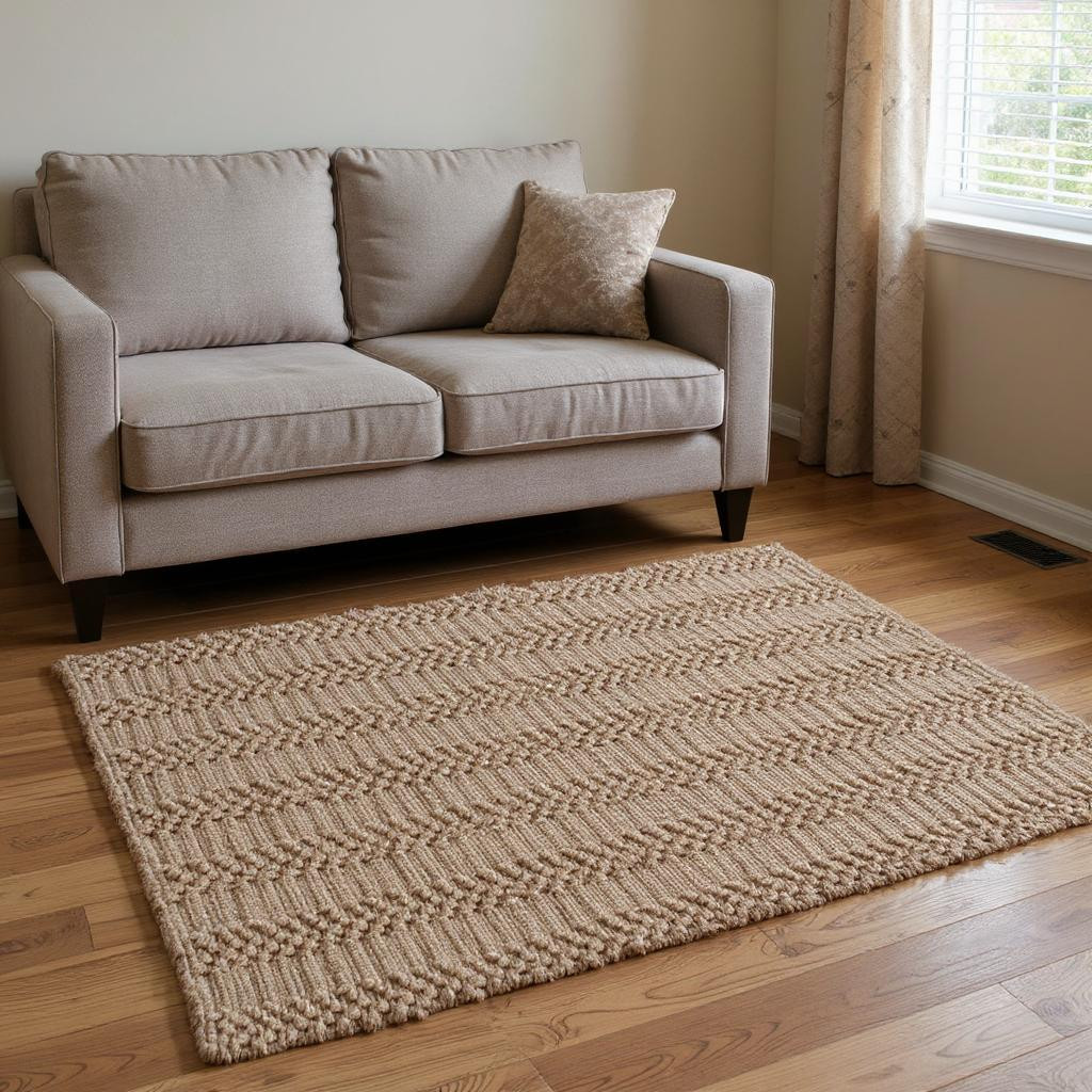642836 5 x 7 ft. Natural Jute Abstract Hand Woven Rectangle Area Rug
