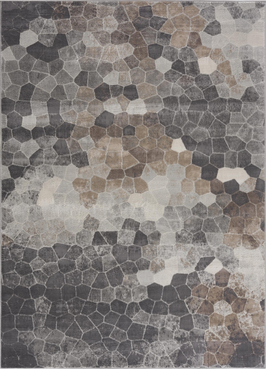 635310 2 x 5 ft. Gray & Beige Geometric Rectangle Area Rug