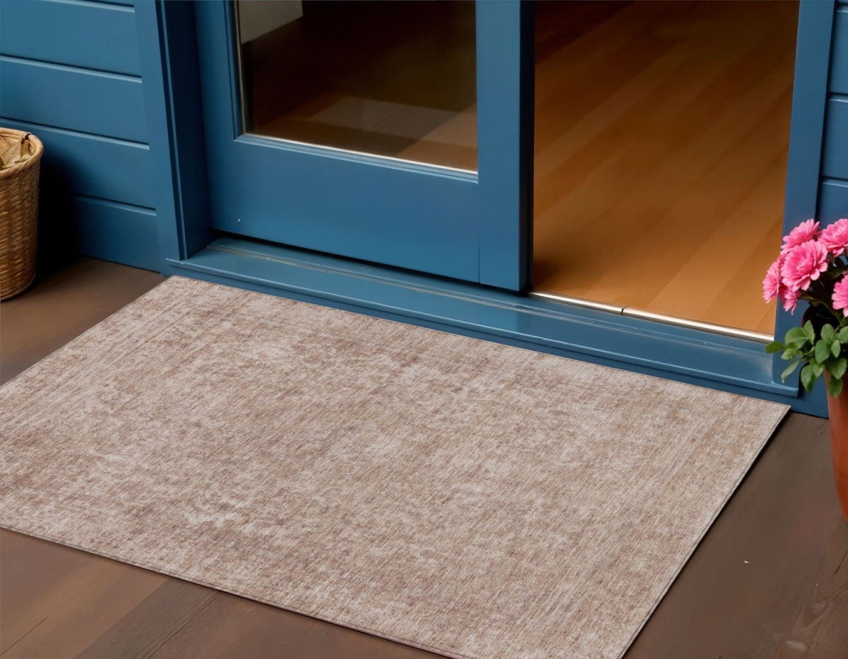 616004 3 x 5 ft. Copper & Beige Abstract Washable Indoor & Outdoor Rectangle Area Rug