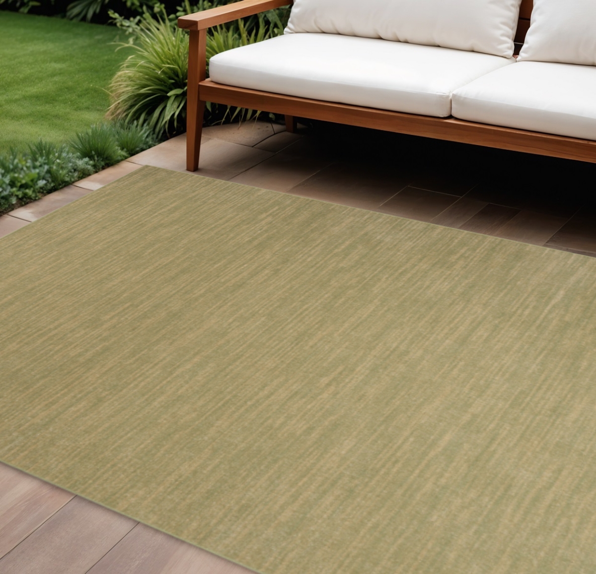 573241 12 x 15 ft. Green & Gold Abstract Indoor & Outdoor Rectangle Area Rug
