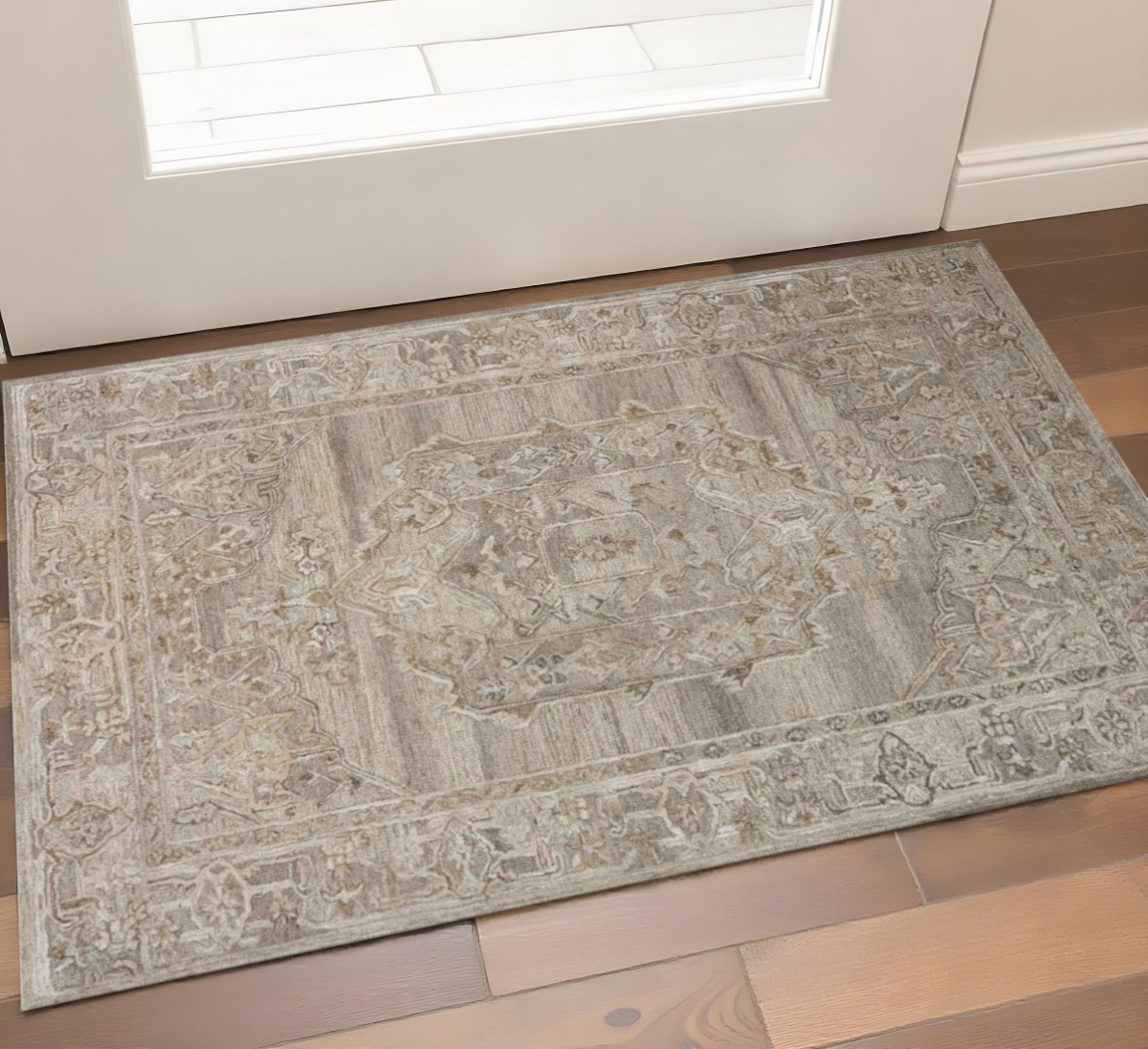 570595 2 x 3 ft. Brown & Beige Wool Oriental Hand Tufted Rectangle Area Rug