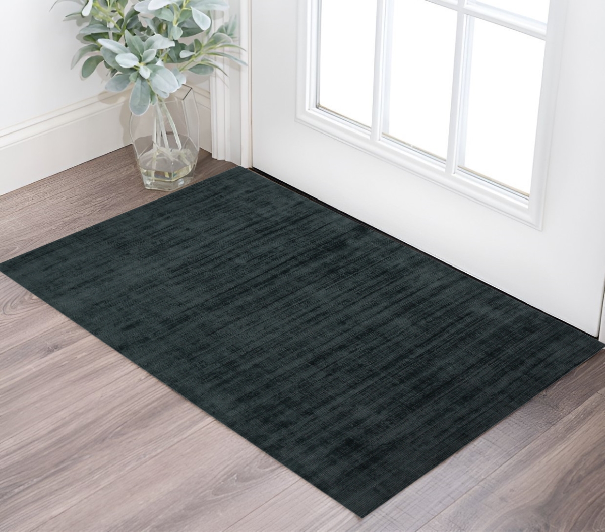 570218 2 x 3 ft. Abstract Hand Woven Rectangle Area Rug, Charcoal & Black