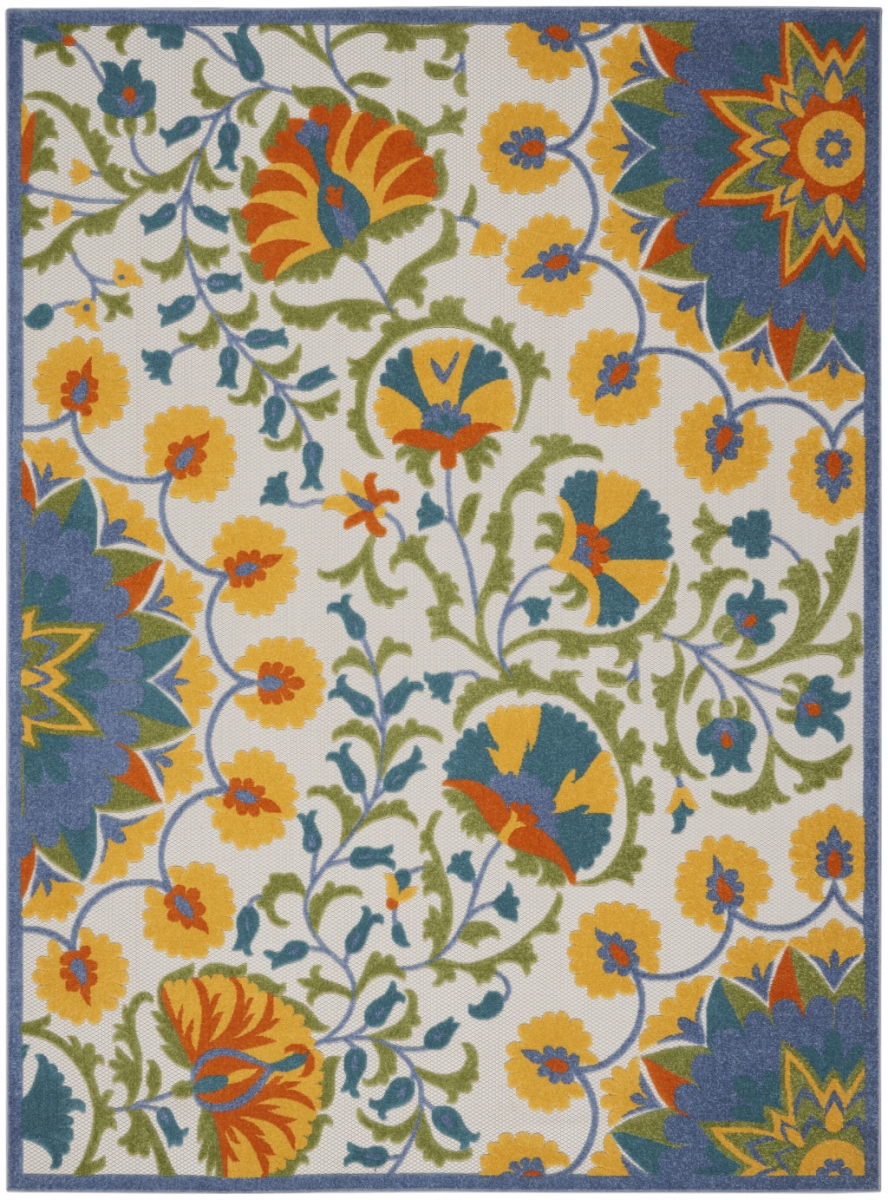 555933 12 x 15 ft. Rectangle Floral Indoor & Outdoor Area Rug - Yellow, Red, Orange, Blue & Green