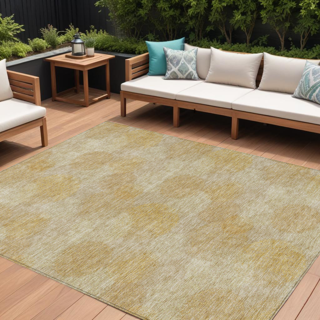 614675 9 x 12 ft. Gold Beige & Wheat Polka Dot Washable Indoor & Outdoor Rectangle Area Rug