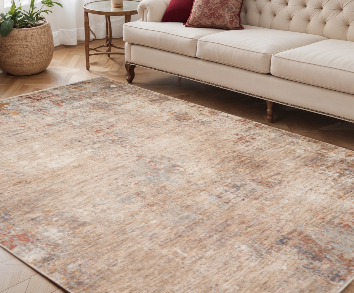 570972 5 x 7 ft. Beige & Brown Abstract Rectangle Area Rug with Fringe