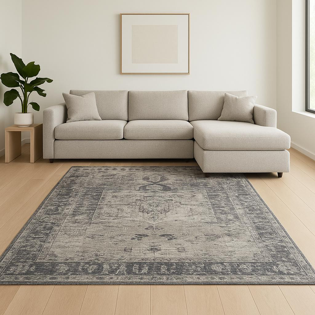 609377 8 x 10 ft. Charcoal & Gray Moroccan Hand Woven Distressed Rectangle Area Rug