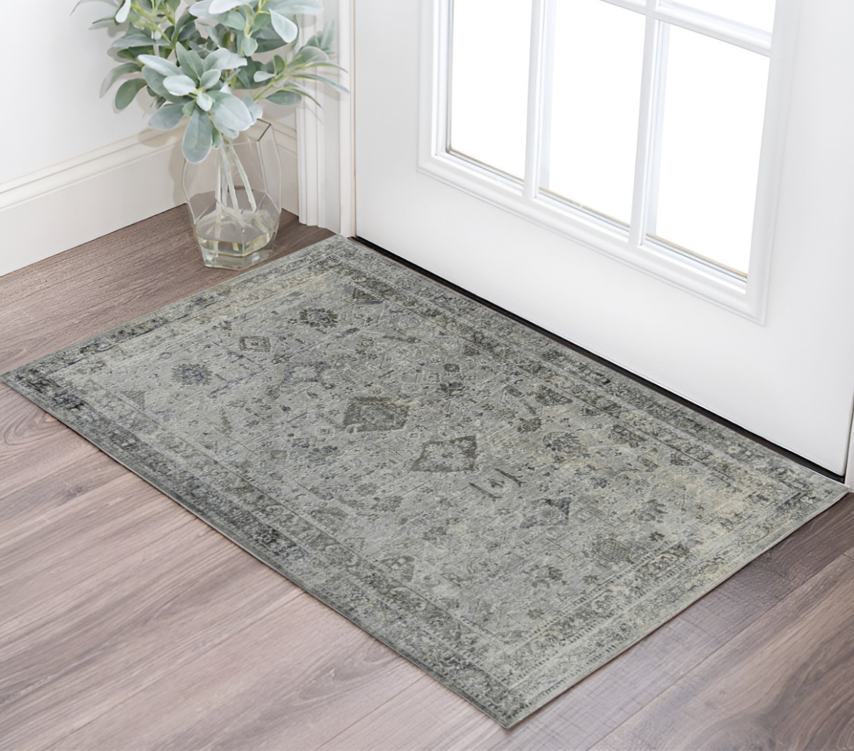 570829 3 x 5 ft. Gray & Charcoal Medallion Rectangle Area Rug