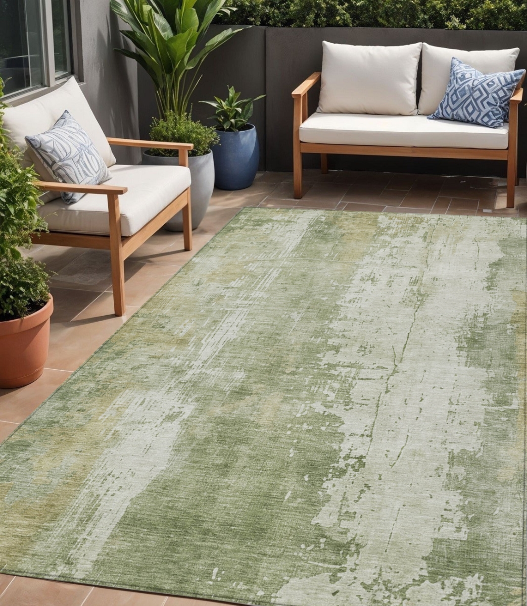 616191 5 x 8 ft. Sage & Ivory Abstract Washable Indoor & Outdoor Rectangle Area Rug